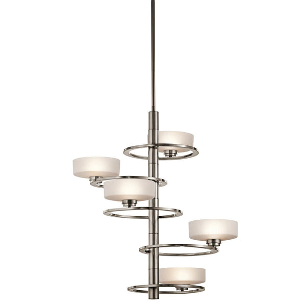 Five-Light Chandelier with Classic Pewter Finish and Orbital Design