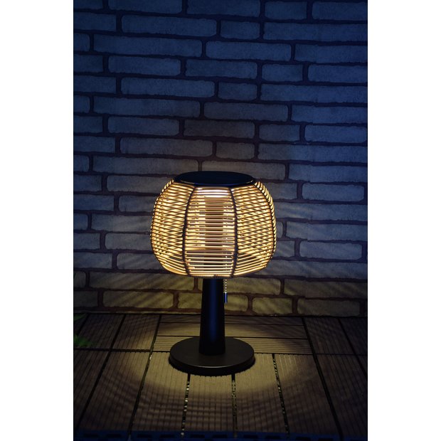 Habitat solar table lamp warm white rattan effect 33cm, imported from the UK