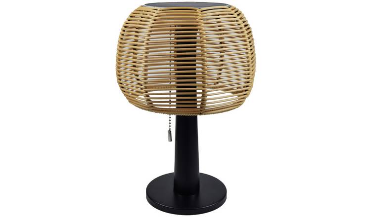Habitat solar table lamp warm white rattan effect 33cm, imported from the UK