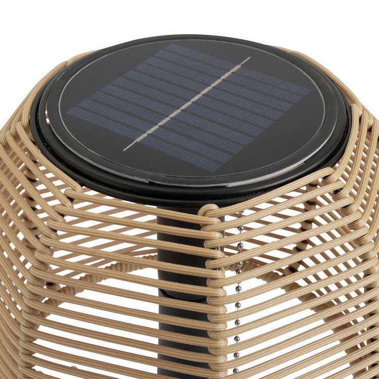 Habitat solar table lamp warm white rattan effect 33cm, imported from the UK