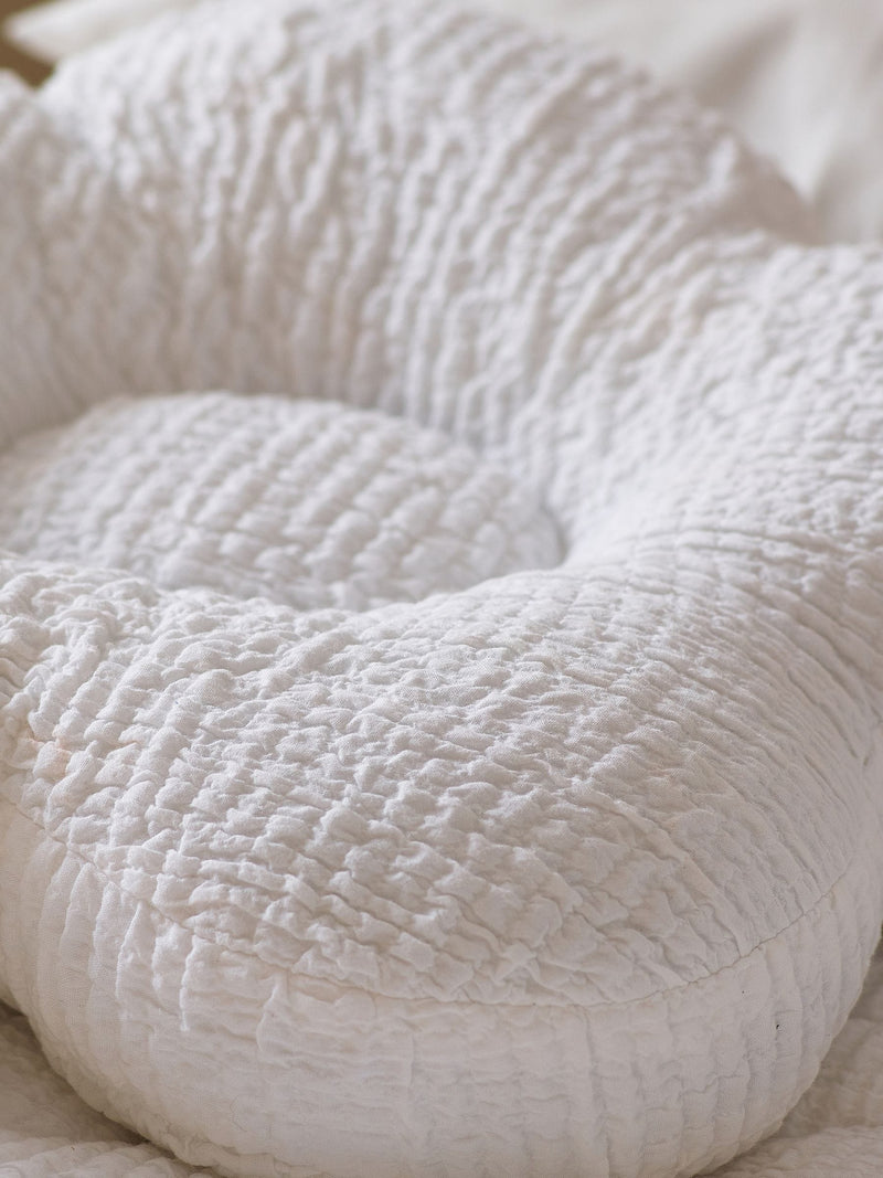 White textured daisy cushion 100% cotton, imported from the UK