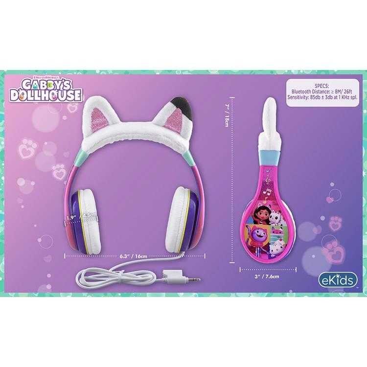 eKids Gabby's Dollhouse kids Bluetooth headphones - British product