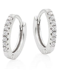 Sterling silver cubic zirconia huggie hoop earrings 9mm (British brand)