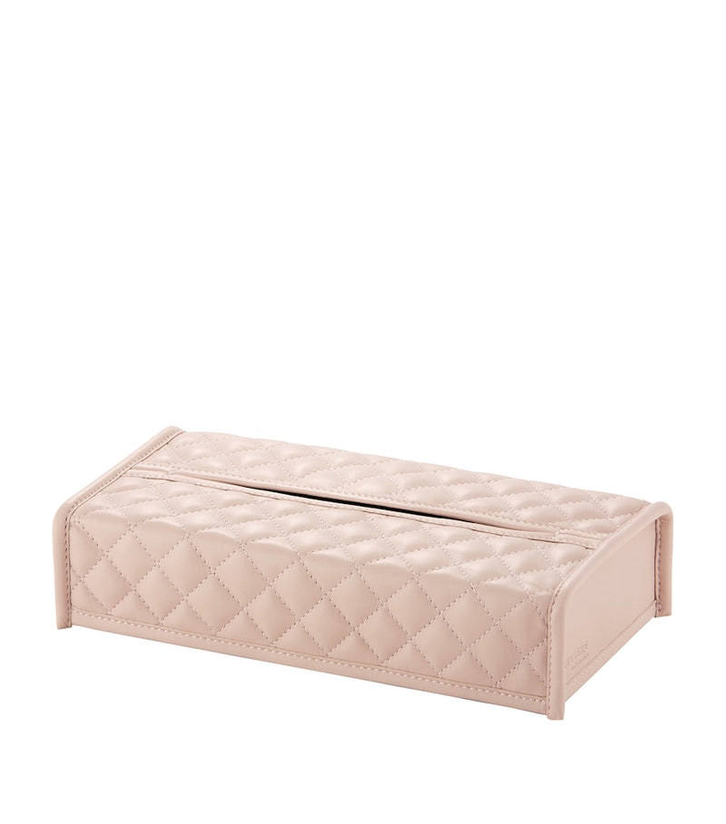 Riviere quilted leather rectangle tissue box, imported from the UK