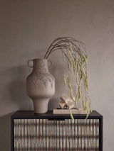 Next Libra Interiors Alora Brown Textured Metal Vase Taupe Beige Tall- Buy online at McGrocer