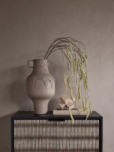 Next Libra Interiors Alora Brown Textured Metal Vase Taupe Beige Tall- Buy online at McGrocer