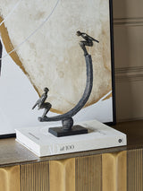 Next Libra Interiors Antique Gold Bronze Balancing Act Figures Sculpture- Buy online at McGrocer