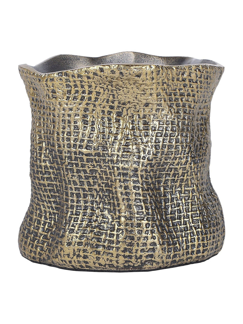 Libra Interiors antique brass gold molten weave candle holder 11.5cm (British brand)
