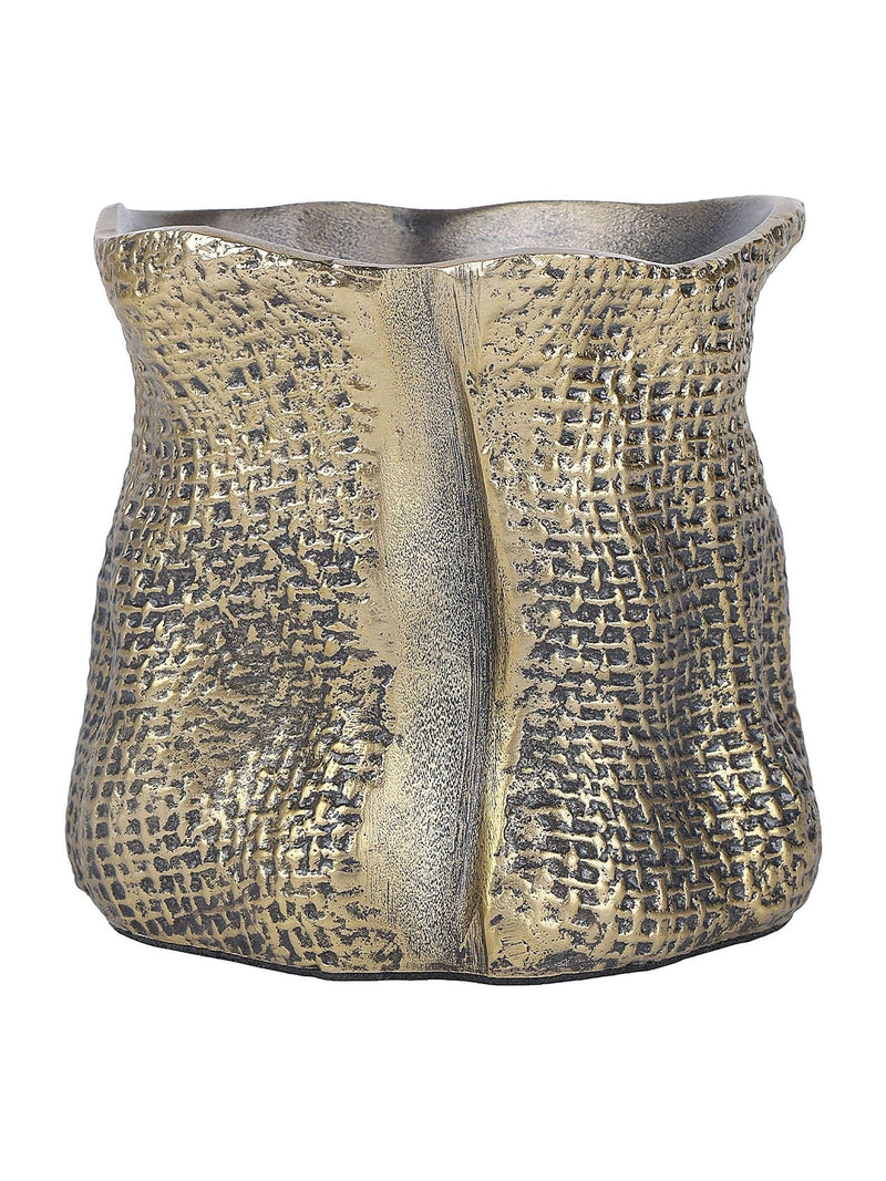 Libra Interiors antique brass gold molten weave candle holder 11.5cm (British brand)