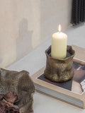 Libra Interiors antique brass gold molten weave candle holder 11.5cm (British brand)
