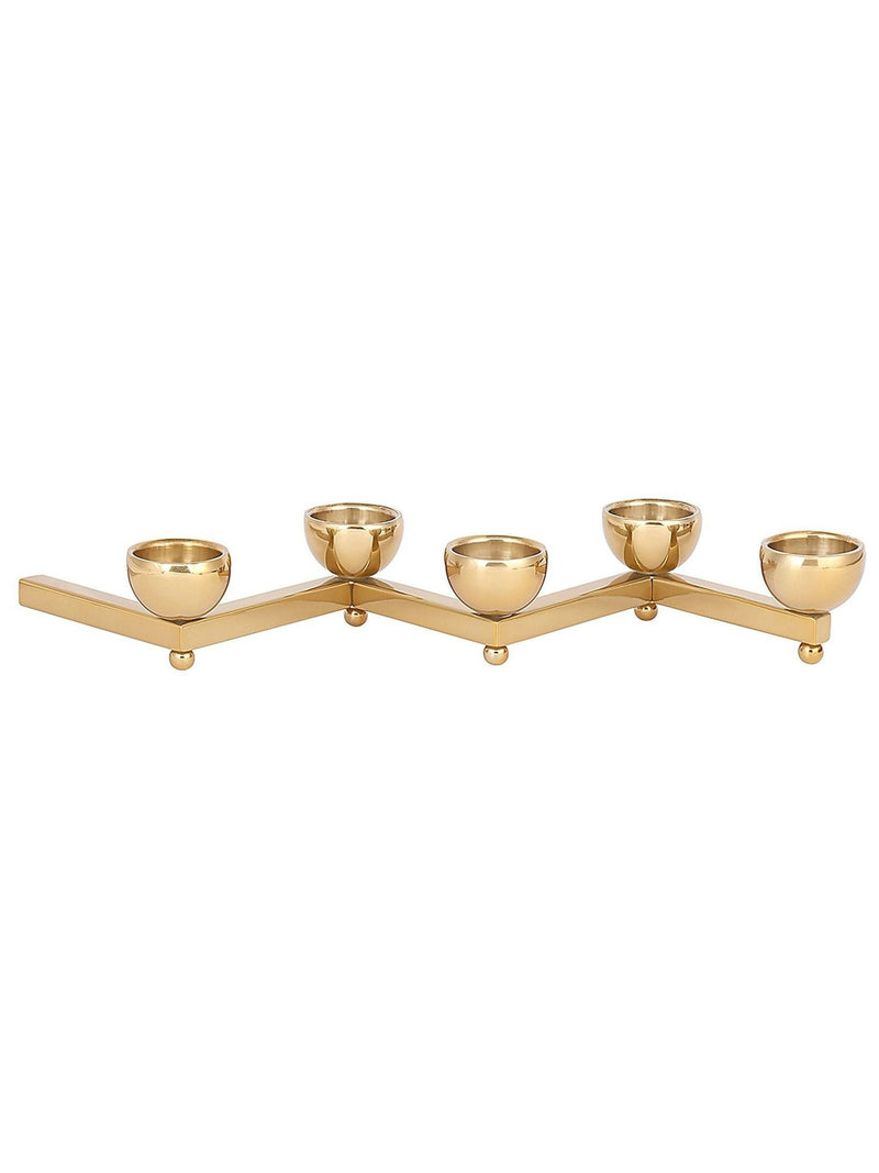 Libra Interiors gold Luca Zigzag tealight holder, UK version