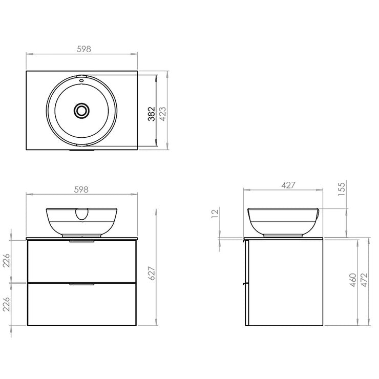 Tavistock Vesta wall mounted vanity unit 59.8 cm white - British product