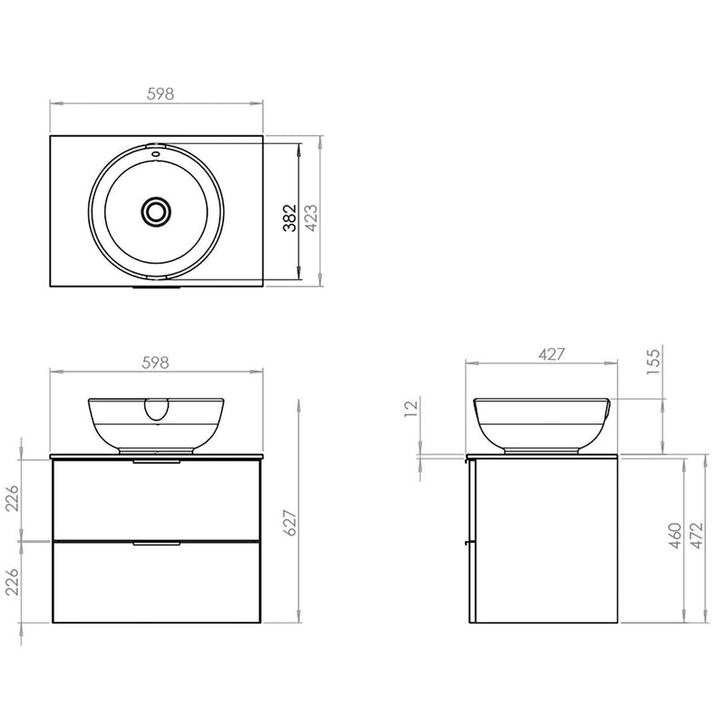 Tavistock Vesta wall mounted vanity unit 59.8 cm white - British product