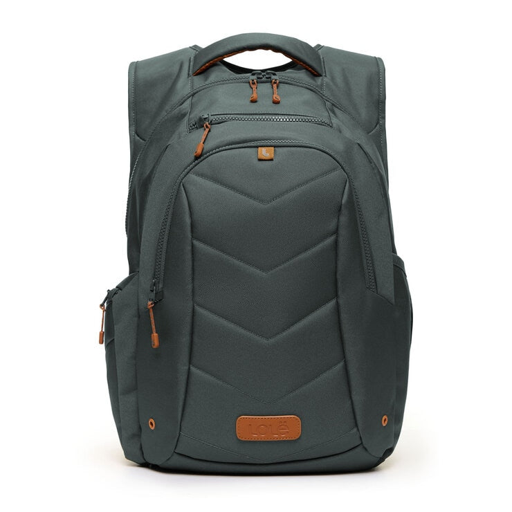 Lolë quilted backpack 26L in black and green (British brand)