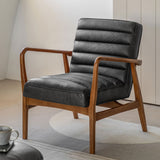 Gallery Datsun antique ebony leather armchair in grey, UK version