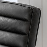 Gallery Datsun antique ebony leather armchair in grey, UK version