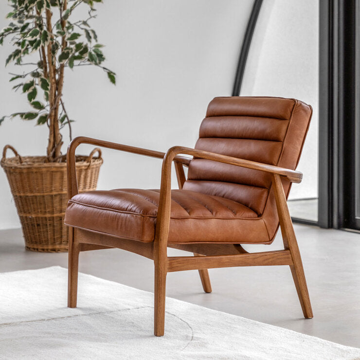 Gallery Brown Leather Armchair, UK version