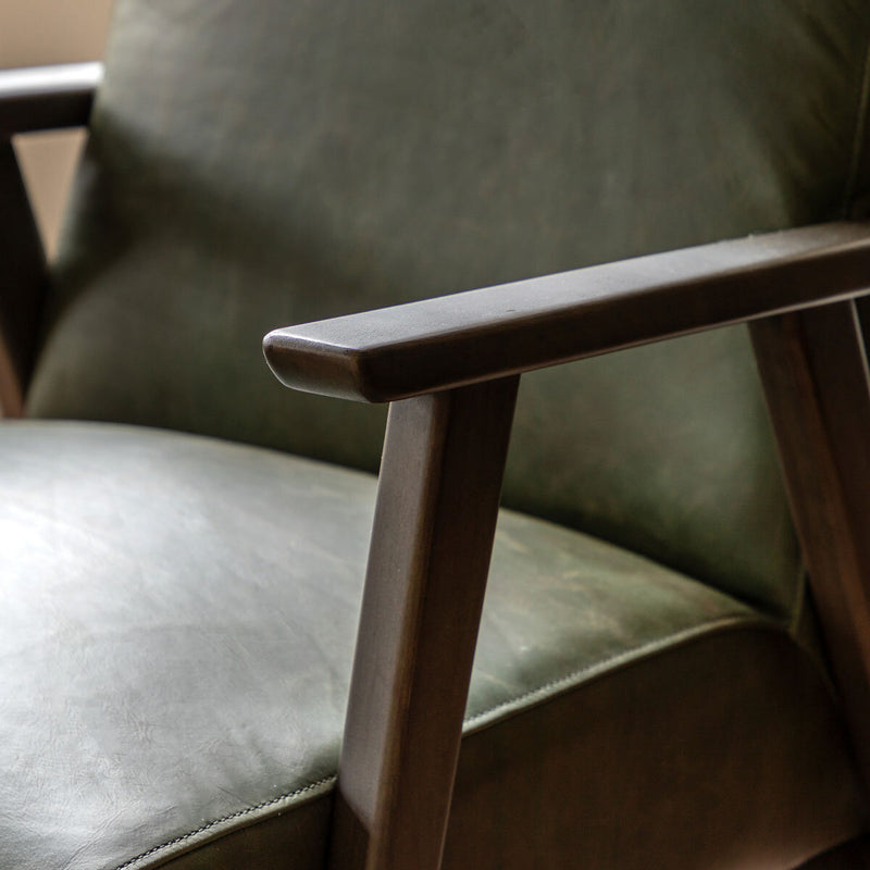 Gallery Neyland green leather armchair, UK version