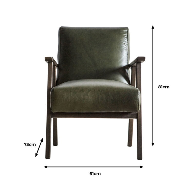 Gallery Neyland green leather armchair, UK version
