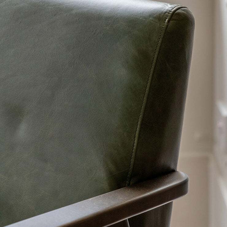 Gallery Neyland green leather armchair, UK version