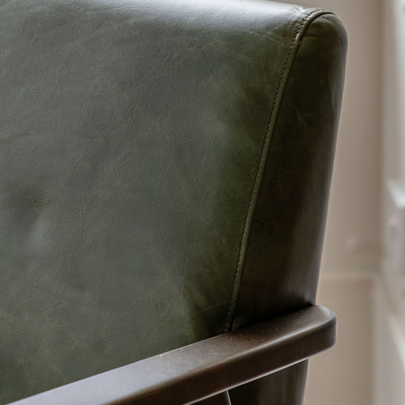 Gallery Neyland green leather armchair, UK version