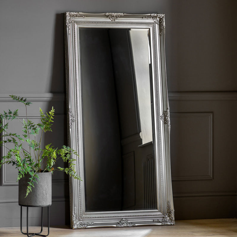 Gallery Hampshire leaner mirror silver frame 84x170cm (British brand)