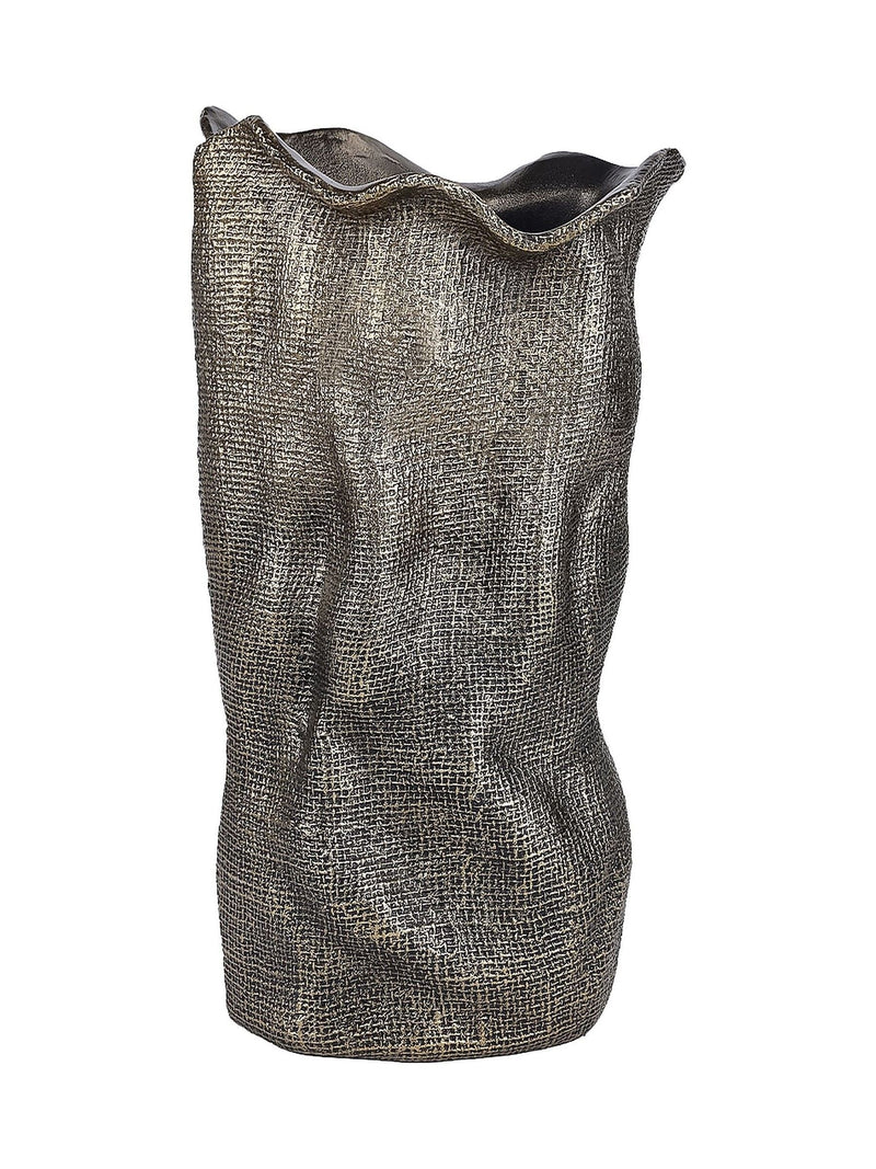 Libra Interiors vase Antique Brass Gold Molten Weave Large, imported from the UK