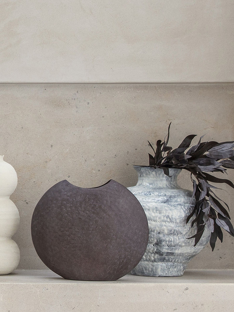 Libra Interiors Samui Moon Vase brown stonewash finish - British product