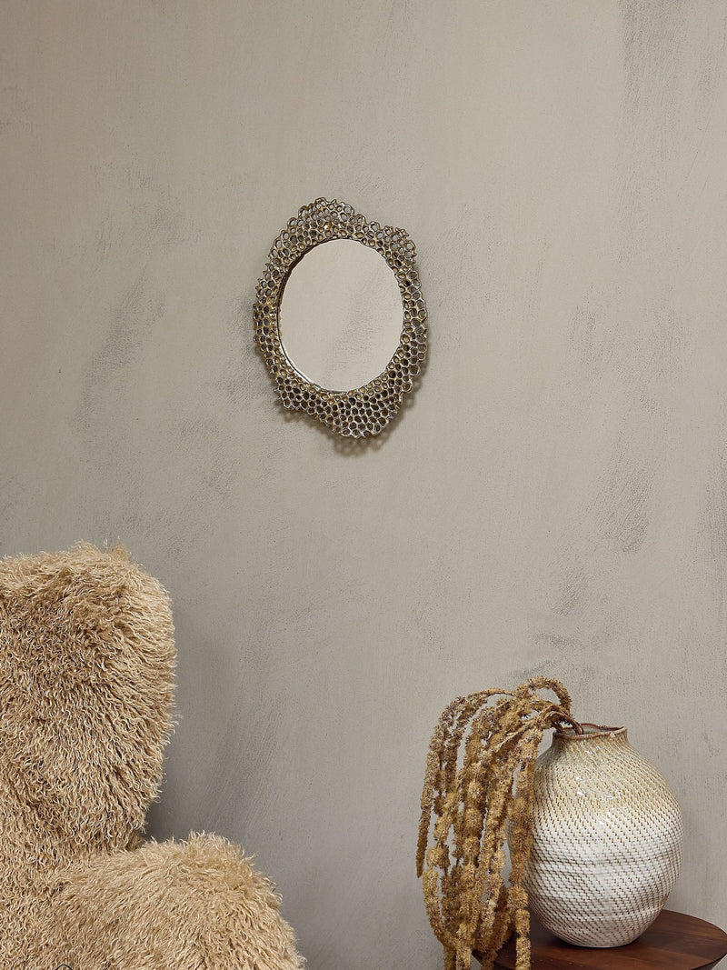 Libra Interiors Gold Miel cast aluminium small mirror (British brand)