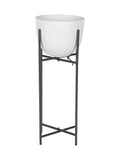 Libra Interiors white stonewash planter on stand small 55cm, imported from the UK