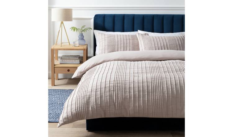 Argos Home crinkle taupe bedding set single (British brand)