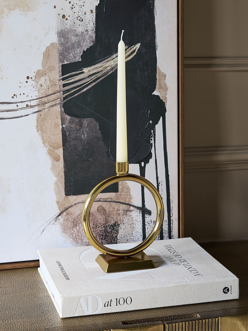 Libra Interiors gold Luca ring candlestick, UK version