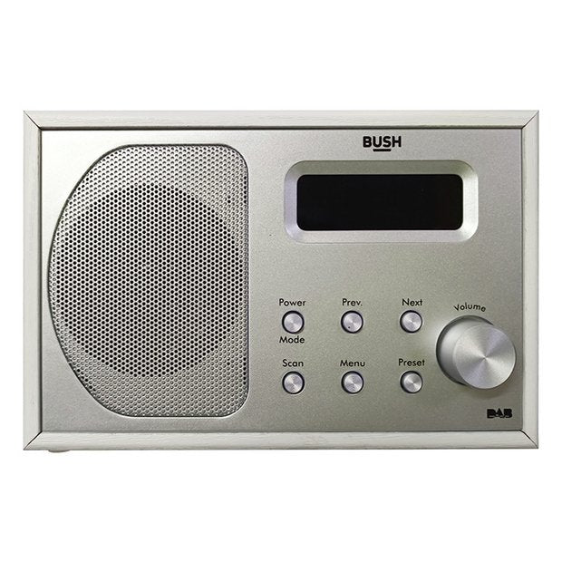 Bush Lisbon DAB/FM portable radio white wood effect, imported from the UK