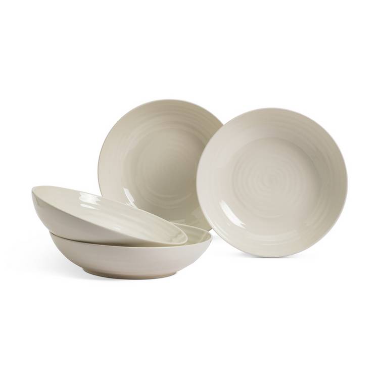 Habitat cream ripple stoneware pasta bowls 4 piece (British brand)