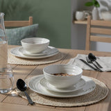 Habitat Ripple stoneware dinner set in cream, imported from the UK