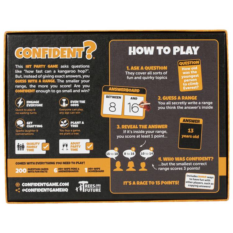 Confident family party board game, UK version