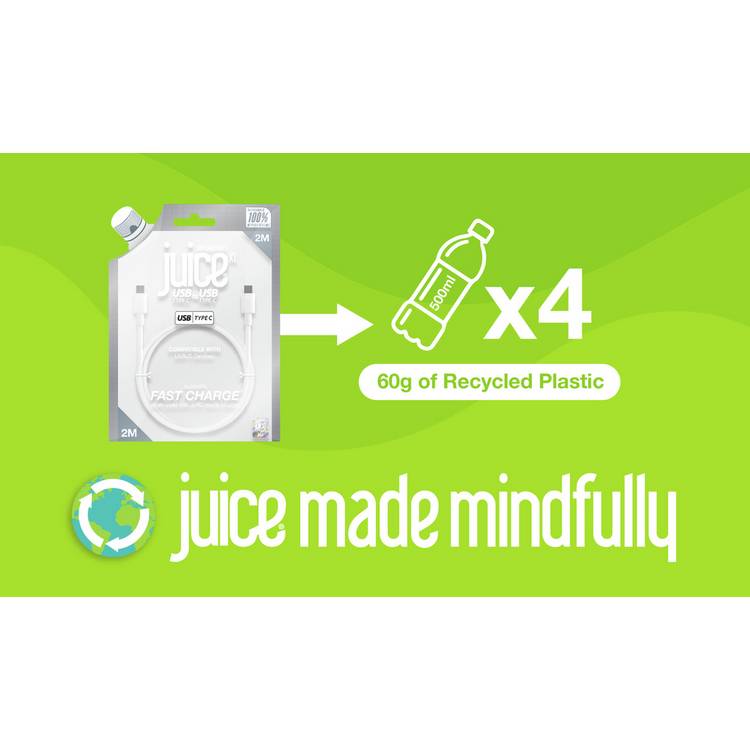Juice USB C charging cable 2m white - British product