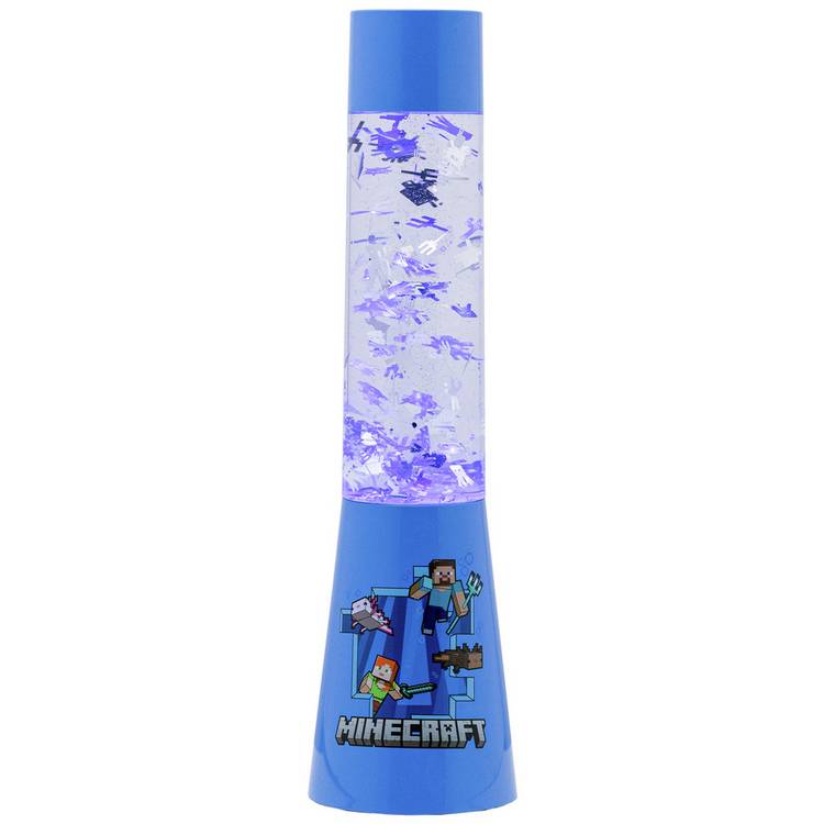 Microsoft Minecraft glitter flow lamp Blue & Clear 33cm (British brand)