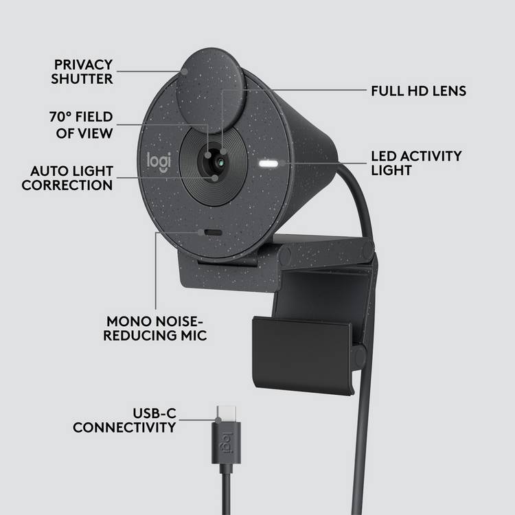 Logitech Brio 300 webcam 1080p (British brand)