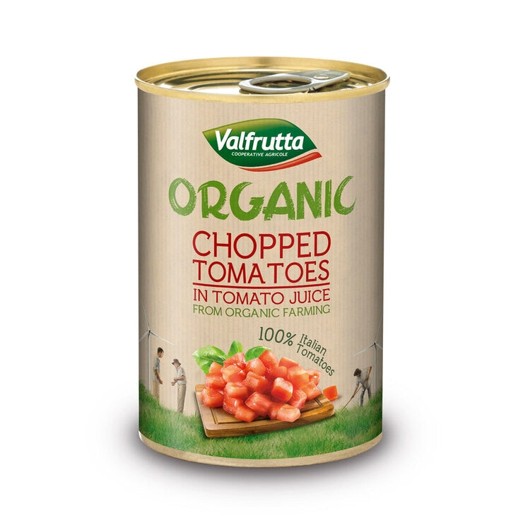 Valfrutta organic chopped tomatoes 12x400g, UK version
