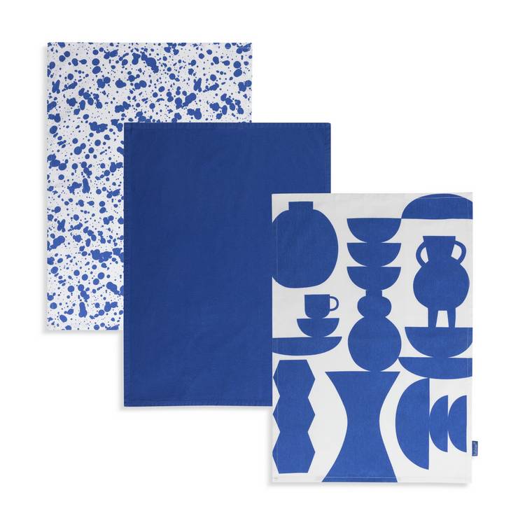 Habitat Maubec tea towels blue pack of 3 - British product