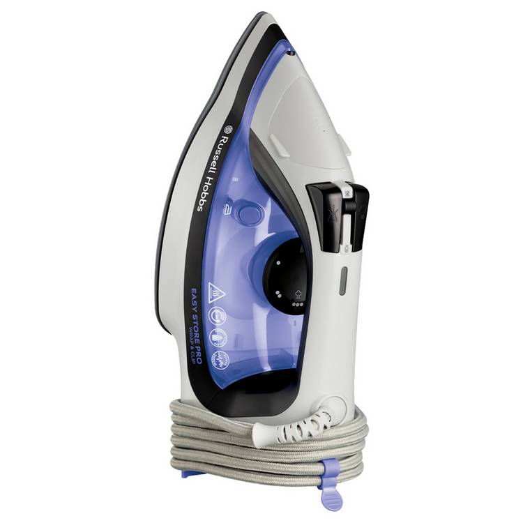 Russell Hobbs Easy Store Pro steam iron with wrap clip storage - British product