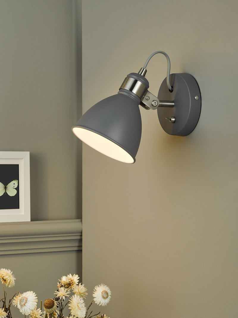 Dar Lighting grey Frederick single spotlight, imported from the UK