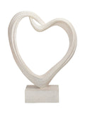 Libra Interiors white Aven sculpted heart ornament, imported from the UK
