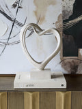 Libra Interiors white Aven sculpted heart ornament, imported from the UK