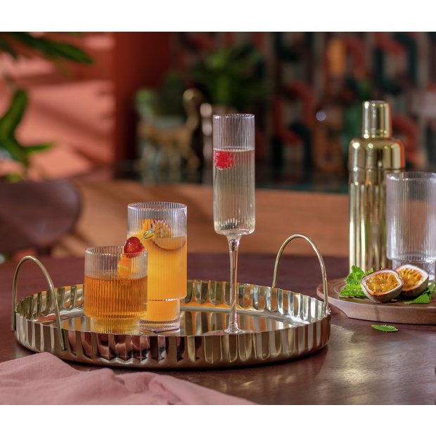 Habitat gold tone steel tray with handles, UK version