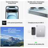 Apple iPhone 15 5G 128GB Blue mobile phone, UK version
