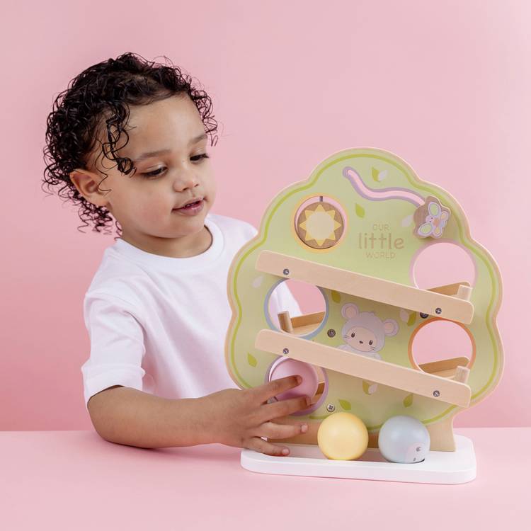 Our Little World wooden sensory tree ball run - British product