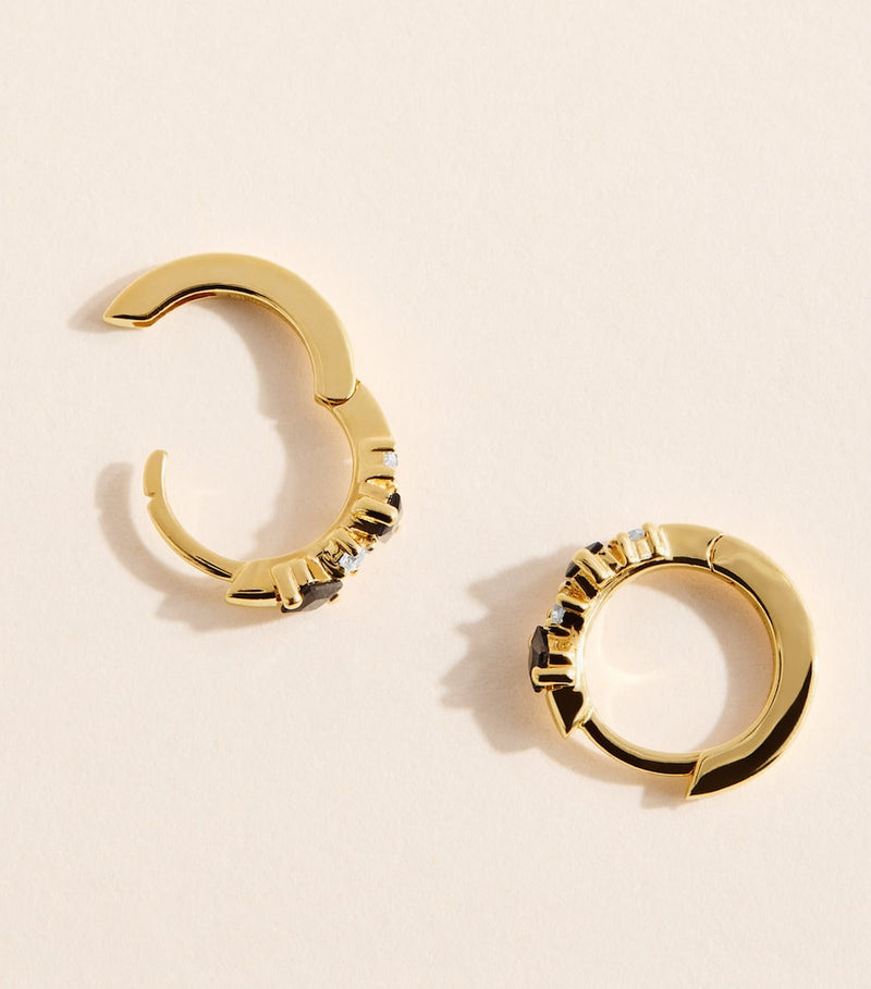 Suzanne Kalan princess huggie earrings with diamonds and sapphires, imported from the UK