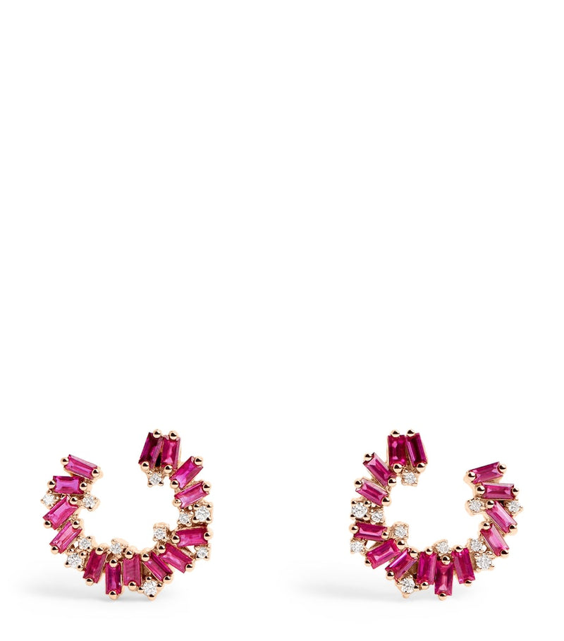 Suzanne Kalan Frenzy spiral earrings with rubies and diamonds (British brand)